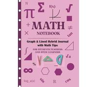 Math Notebook for girls: Graph & Lined Hybrid Journal with 54 Math Tips | Algebra, Geometry, Calculus | For Middle School, High School & College Students