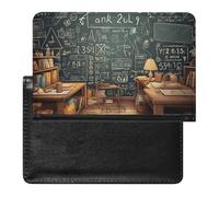 Math Passport Holder with 3 Card Slots, Portable PU Leather Travel Wallet, Slim Protective Cover for Passport, ID, Credit Cards