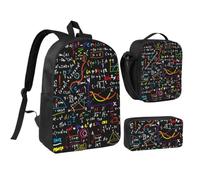 Math Physics Formula,Student Backpack,Lunch Bag,Pencil Case 3 Piece Set