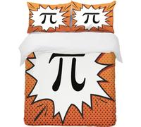 Math Pi Single Duvet Cover Set 3D Printed Formula Bedding Set 3 Piece Soft Microfibre Quilt Cover 135x200 cm and 2 Pillowcases 50x75 cm with Zipper J291
