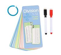Math Practice Cards Set, 1-12 Division Flash Cards, Reusable Math Practice Cards Set with 15 Card/2 Dry Erase Markers/1 Ring, Educational Math Flashcards for 1st to 3rd Grades Classroom (Division)