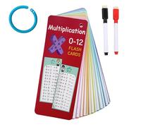 Math Practice Cards Set, 1-12 Multiplication Flash Cards, Reusable Math Practice Cards Set with 15 Card/2 Dry Erase Markers/1 Ring, Educational Math Flashcards for 1st to 3rd Grades (Multiplication)