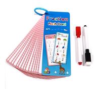 Math Practice Cards Set, Fraction Flash Cards, Reusable Math Practice Cards Set with 15 Card/2 Dry Erase Markers/1 Ring, Educational Math Flashcards for 1st to 3rd Grades Classroom Home (Fraction)