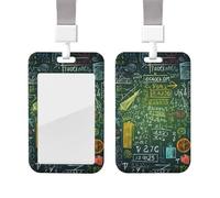Math question ID Badge Holder with Lanyard Vertical ID Card Holder with Clear Window Sliding Card Case Protector Pouch for Nurse Officer Teacher Name Credit Cards Holder