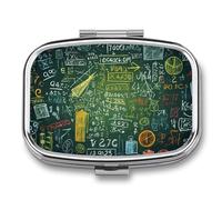 Math Question Pill Box, Portable Pill Organizer, Medicine Pill Container with Mirror and 2 Compartments, Daily Medicine Organizer, Travel Pill Case for Pocket Or Purse