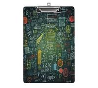 Math Question Plastic Clipboard with Low Profile Clip,A4 Size Clipboards Fashion Clip Boards Colored Clip Board for Office Classroom Teacher with Hanging Hook