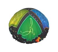 Math Quiz Double Layer Waterproof Shower Cap For Women, Reusable Bath Hat With Elastic Band, Keep Hair Dry For Shower And Skincare