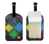 Math Quiz Leather Luggage Tag - Personalized PU Leather Travel Bag ID Tag, Double-Sided Design, Privacy Protection, Ideal Travel Accessory