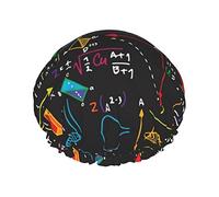 Math Quiz Printed Shower Cap, Waterproof Reusable Bath Caps For Women,Men, Boys, And Girls Spa Salon