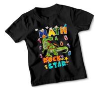 Math Rock Star Dinosaur Kids Boys T-Shirt Education Learning Tee#1 12-13 Years Black