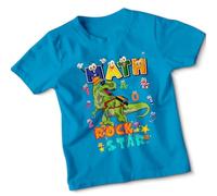 Math Rock Star Dinosaur Kids Boys T-Shirt Education Learning Tee#1 5-6 Years Azure Blue