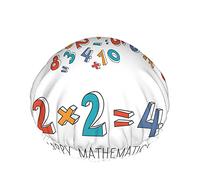 Math Shower Cap,Happy Mathematics 2x2=4 3d Contour Math Signs Waterproof Double Layer Bath Caps Perfect For All Hair Lengths And Thicknesses
