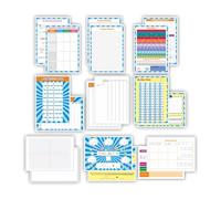 Math Skills Practice Boards for Kids - 9 Reusable Double-Sided A4 Dry-Erase Sheets - Visual & Hands-On Learning Tool for Classroom, Homeschool, or Tutoring