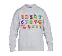 Math Symbol Number Boys Sweatshirt Numbers World Book Day Funny Kids Girls Unisex School Gift Jumper Sport Grey - Youth Medium (Age 7-8)
