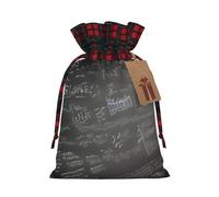 Math Symbols Pattern Print Christmas Drawstring Burlap Gift Bags With Tags,Suitable For Gift Wrapping And Party Decorations.
