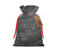 Math Symbols Pattern Print Christmas Drawstring Gift Bags With Cards For Xmas Party Decorations Holiday