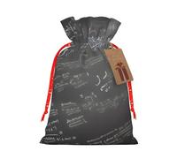 Math Symbols Pattern Print Christmas Drawstring Gift Bags With Cards For Xmas Party Decorations Holiday