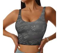 Math Symbols Pattern Print Women's Sports Vest Lightweight and Breathable Workout Fitness Fashion Top Black