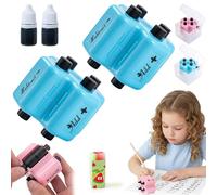 Math Teacher 4 in 1 Math Stamp Roller, Reusable Educational Toy & Learning Tools for Addition Subtraction Multiplication Division Within 100, Brain Improvement Device for Kids Can Randomly (Blue*2)
