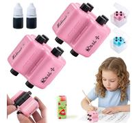 Math Teacher 4 in 1 Math Stamp Roller, Reusable Educational Toy & Learning Tools for Addition Subtraction Multiplication Division Within 100, Brain Improvement Device for Kids Can Randomly (Pink*2)