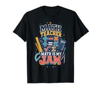 Math Teacher Math is My Jam Funny Teacher Quote Value Graphic T-Shirt, Men, Black, XL