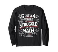 Math Teacher Nerd Student Pun Formula Equation 5 Out of 4 Long Sleeve T-Shirt