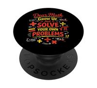 Math Teacher Nerd Student Pun Formula Equation Dear Math PopSockets Adhesive PopGrip