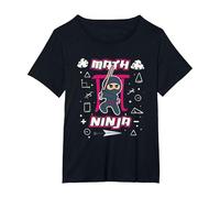 Math Teacher Ninja Nerds Freshman Kids Warrior T-Shirt, Women's Plus, Black, 3X