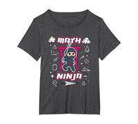 Math Teacher Ninja Nerds Freshman Kids Warrior T-Shirt, Women's Plus, Dark Heather Grey, 4X