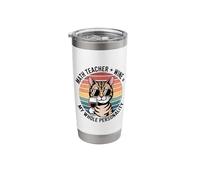 Math Teacher Plus Wine Equals My Whole Personality Retro Cat Stainless Steel Insulated Tumbler