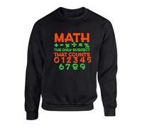 Math The Only Subject That Counts Jumper, Funny Number Day Gift For Boys Girls Math Day Kids Adults Unisex Sweatshirt Top(XL, Black)