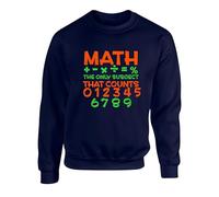 Math The Only Subject That Counts Jumper, Funny Number Day Gift For Boys Girls Math Day Kids Adults Unisex Sweatshirt Top(M, Navy)