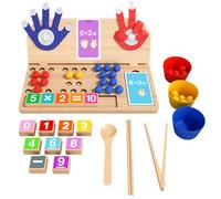 Math Toys - Bead Matching Game, Wooden Rainbow Color Sorting Cups, Early Childhood Education Kit, Fine Motor Skills Development Counting Tool for Preschool Kindergarten Classroom Kids