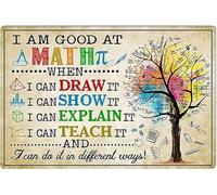 Math Tree Posters And Prints Vintage I Am Good At Math When I Can Draw It Painting Vintage Canvas Wall Art Picture For Office Education Décor 40X60 Cm