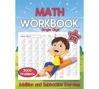 Math Workbook Grades 1-2 Addition and Subtraction Exercises: Single Digit-3000 Addition and Subtraction Problems Practice Worksheets for Kids Ages 6-8 Years Old