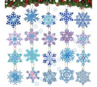 MATHARAGO 20 Pcs Snowflakes Diamond Art, 5D DIY Double-Sided Christmas Ornaments, Diamond Painting Keychains for Christmas and Daily Decoration(Various)