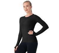 MathCat Seamless Workout Shirts for Women Long Sleeve Yoga Tops Sports Running Shirt Breathable Athletic Top Slim Fit, #Y Black, S