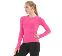 MathCat Seamless Workout Shirts for Women Long Sleeve Yoga Tops Sports Running Shirt Breathable Athletic Top Slim Fit, Peach Pink, XS