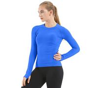 MathCat Seamless Workout Shirts for Women Long Sleeve Yoga Tops Sports Running Shirt Breathable Athletic Top Slim Fit, Blue_03, XS