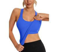 MathCat Seamless Workout Tank Top for Women with Built in Bra, Padded Racerback Ribbed Athletic Yoga Camisole, Kleinblue, M