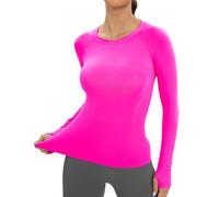 MathCat Workout Seamless Shirts for Women Long-Sleeved Yoga Running Breathable Thumb Holes Tops, Rosered2, S