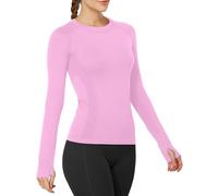 MathCat Workout Shirts for Women Long Sleeve, Workout Tops for Women, Quick Dry Gym Athletic Tops，Seamless Yoga Shirts, Lilac, L