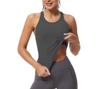 MathCat Workout Tank Tops for Women Racerback Basic Running Tanks Seamless Muscle Athletic Yoga Tops with Built in Bra Grey, Grey, M