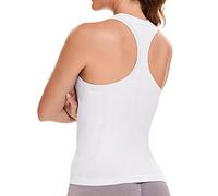 MathCat Workout Tank Tops for Women Sleeveless Gym Tops Seamless Racerback Athletic Yoga Shirts, White, L