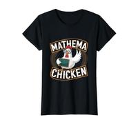 Mathemachicken Funny Mathematics Pun Math Nerd Algebra Value Graphic T-Shirt, Women, Black, XL