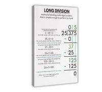 Mathematical Division Tables, Learning Strategies Education (2) Canvas Posters Wall Art Bedroom Office Room Decor Gift Frame 20x30inch