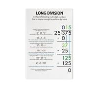 Mathematical Division Tables, Learning Strategies Education (2) Poster for Room Aesthetics Canvas Wall Art Poster And Print Unframe 16x24inch