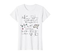 Mathematical Equations and Physics Formulas Science Pattern Value Graphic T-Shirt, Women, White, XS