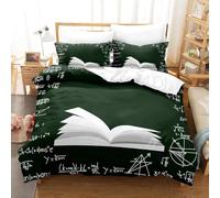 Mathematical Formula Single Duvet Cover Set 3D Printed Education Theme Bedding Sets 3 Piece Soft Microfiber Quilt Cover 150 x 200 cm with Zipper Closure und 2 Pillowcases for Bedroom Bed Decor F-3471
