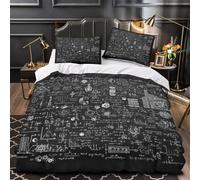 mathematical formulas 3D Printing Comforter Cover 3-Piece Microfiber Breathable Soft academic chalkboard Duvet Cover 2 Matching Pillowcases Durable Home Decor Family Bedroom Single (135x200cm)